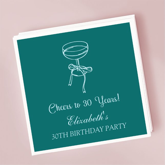 Blue & Green Cheers to 30 years Birthday Napkins (Creator Uploaded)