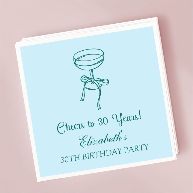 Blue & Green Cheers to 30 years Birthday Napkins (Creator Uploaded)