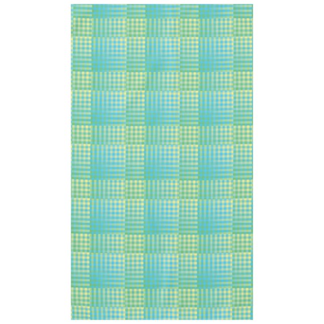 Blue Green Chequered Abstract Pattern Tablecloth (Front)