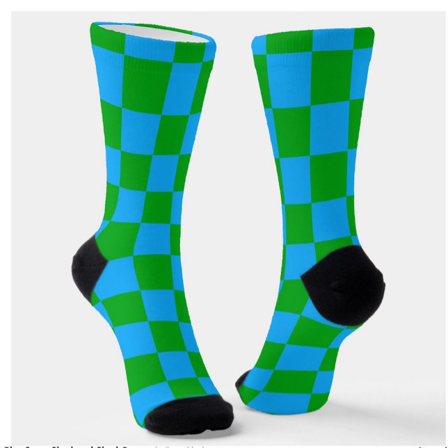 Blue Green Chequered Check Pattern Socks (Creator Uploaded)