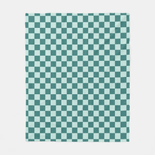 Blue Green Chequered Pattern Chequerboard Check Fleece Blanket
