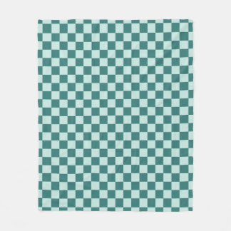 Blue Green Chequered Pattern Chequerboard Check Fleece Blanket