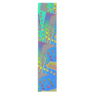 Blue Green Chevron Geo Short Table Runner