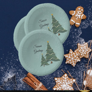 Blue Green   Christmas Tree Design Paper Bowls Plate