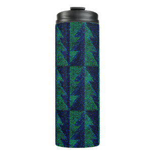 Blue, green Christmas trees. Thermal Tumbler