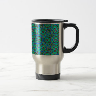 Blue Green Circle Modern Design Pattern Travel Mug