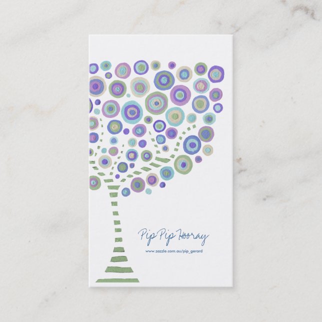 Blue Green Circle Tree Cream Business Profile Card (Front)