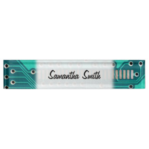 Blue Green Circuit Board - Electronics Photography Nameplate