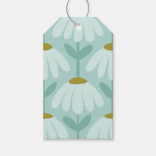 Blue & Green Climbing Daisies Floral Pattern Gift Tags