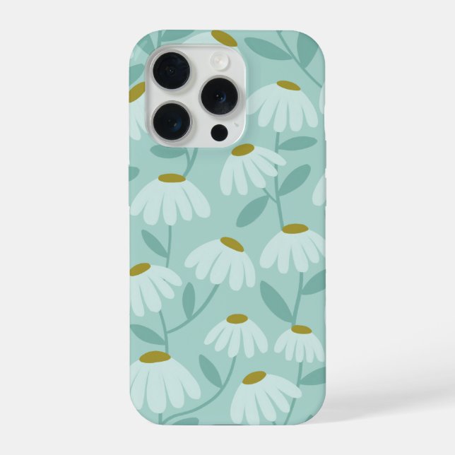 Blue & Green Climbing Daisies Floral Pattern iPhone Case (Back)