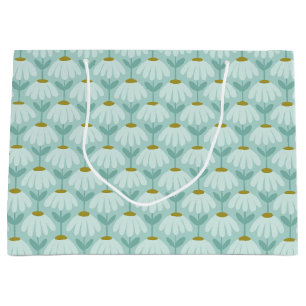Blue & Green Climbing Daisies Floral Pattern Large Gift Bag