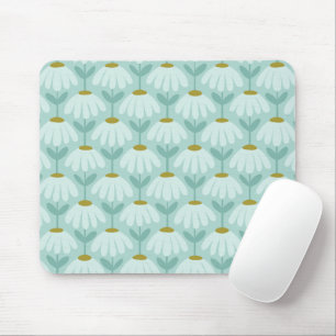 Blue & Green Climbing Daisies Floral Pattern Mouse Pad