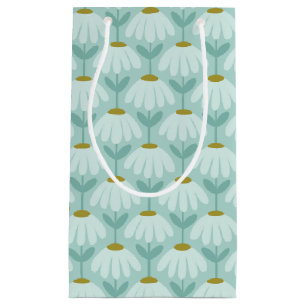 Blue & Green Climbing Daisies Floral Pattern Small Gift Bag
