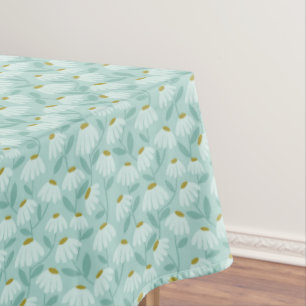 Blue & Green Climbing Daisies Floral Pattern Tablecloth