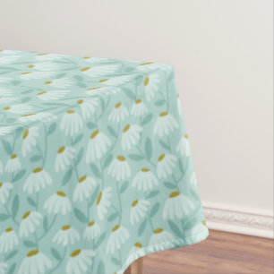 Blue & Green Climbing Daisies Floral Pattern Tablecloth