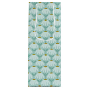 Blue & Green Climbing Daisies Floral Pattern Wine Gift Bag