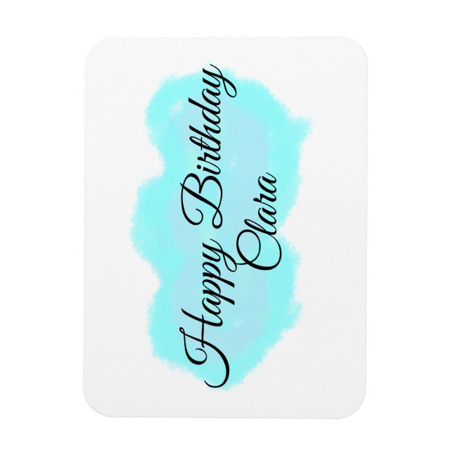 Blue green clouds pastel happy birthday modern kid magnet (Vertical)