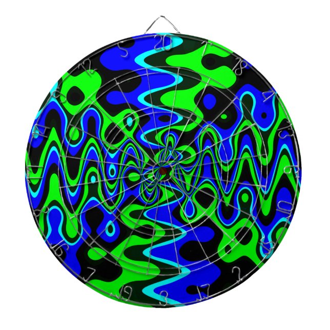 Blue & Green Colorful Psychedelic Dart Board (Front)