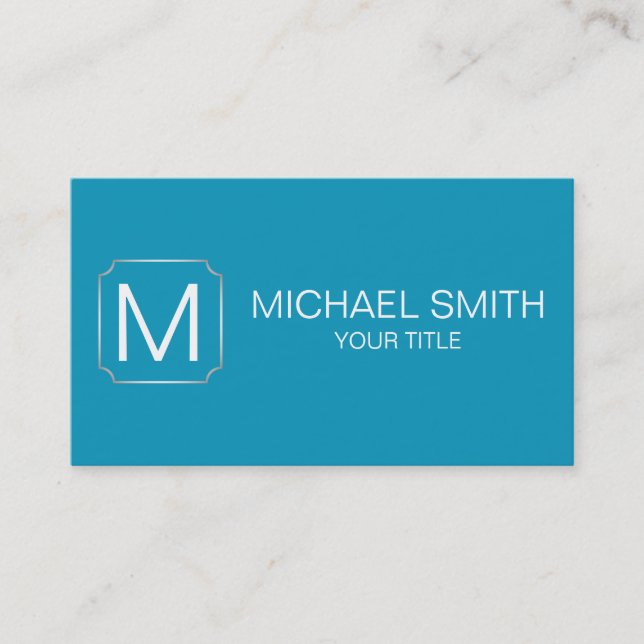 Blue-green colour background business card (Front)