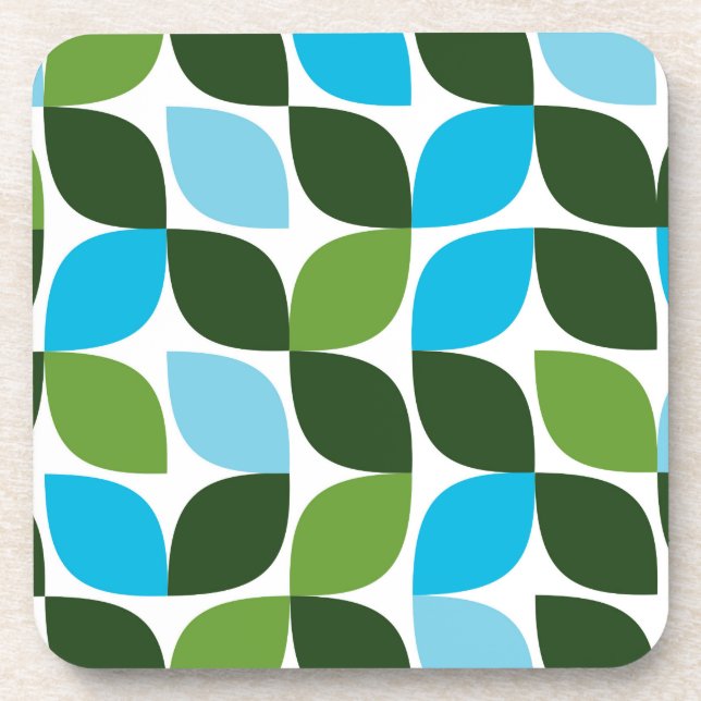 Blue, green, cool, trendy, modern nature abstract coaster (Front)