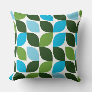 Blue, green, cool, trendy, modern nature abstract cushion