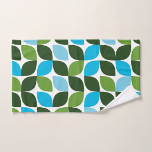 Blue, green, cool, trendy, modern nature abstract hand towel