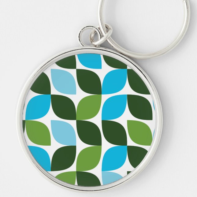 Blue, green, cool, trendy, modern nature abstract key ring (Front)