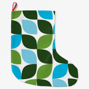 Blue, green, cool, trendy, modern nature abstract large christmas stocking