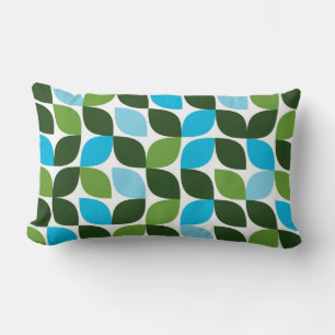 Blue, green, cool, trendy, modern nature abstract lumbar cushion