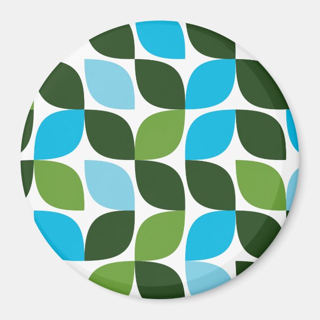 Blue, green, cool, trendy, modern nature abstract magnet (Front)