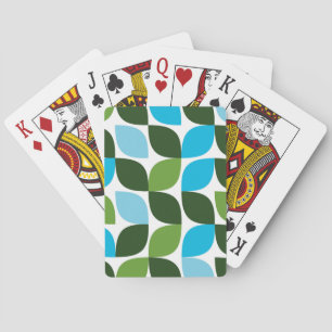 Blue, green, cool, trendy, modern nature abstract playing cards