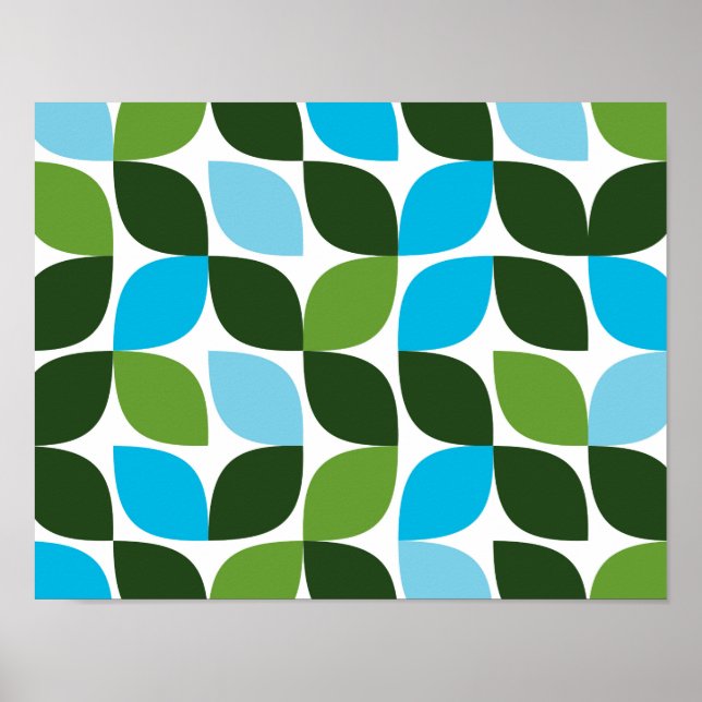 Blue, green, cool, trendy, modern nature abstract poster (Front)