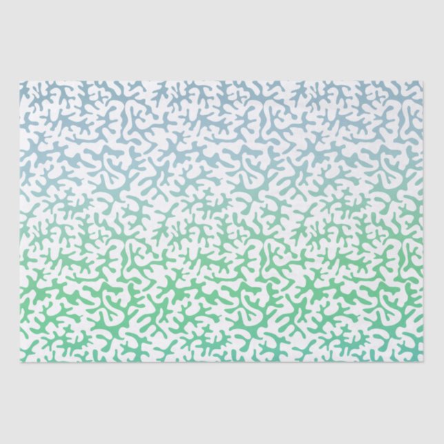 Blue Green Coral Ombre Tissue Paper (Front)