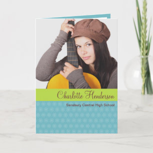 Blue green custom graduation photo announcement
