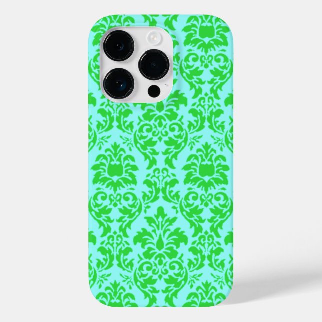 Blue Green Damask Case-Mate iPhone Case (Back)