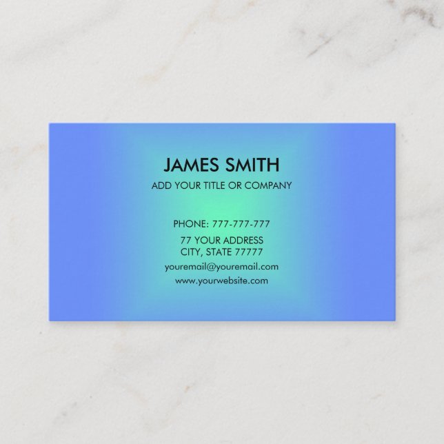 Blue Green Diamond Gradient Modern Business Card (Front)