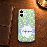 Blue & Green Diamond Pattern Personalised