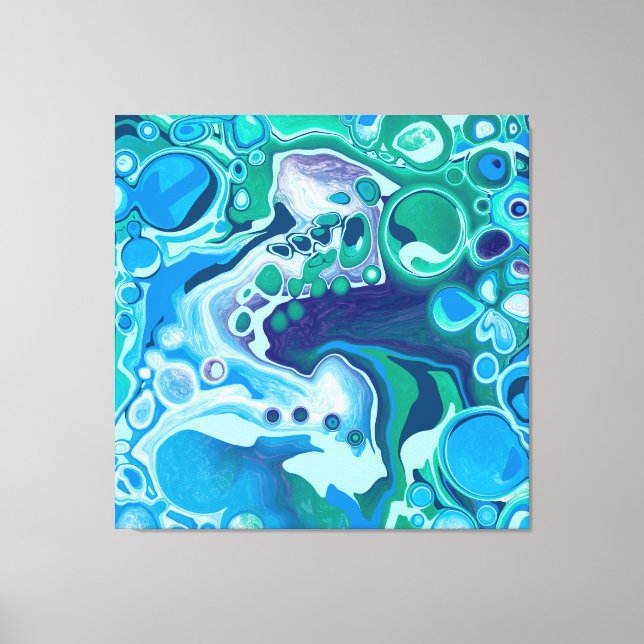 Blue Green Digital Marble Fluid Art      Canvas Print (Front)