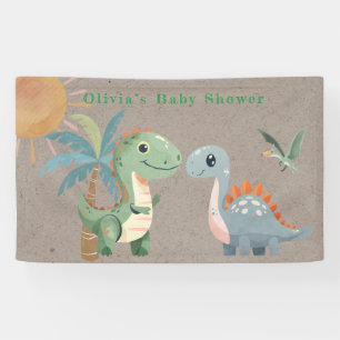 Blue Green Dinosaur Boy Baby Shower  Banner