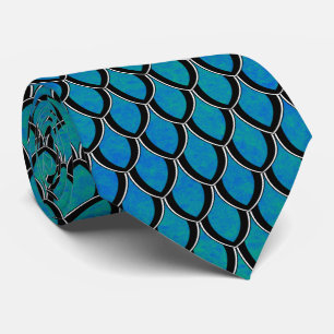 Blue Green Dragon Scale Tie