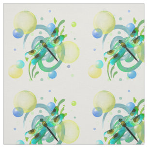 Blue Green Dragonfly Fabric