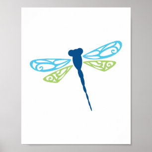 Blue & Green Dragonfly Poster