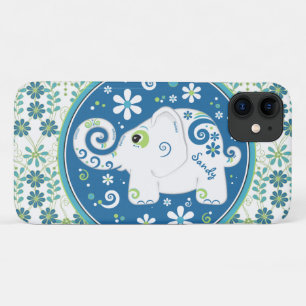 Blue Green Elephant Floral Case-Mate iPhone Case