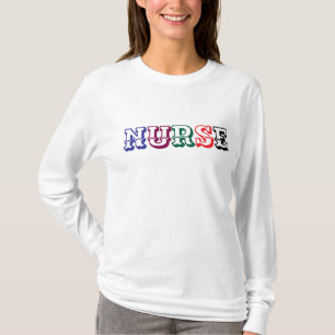 Blue-Green Embroidered NURSE Athletic Block Gemma T-Shirt