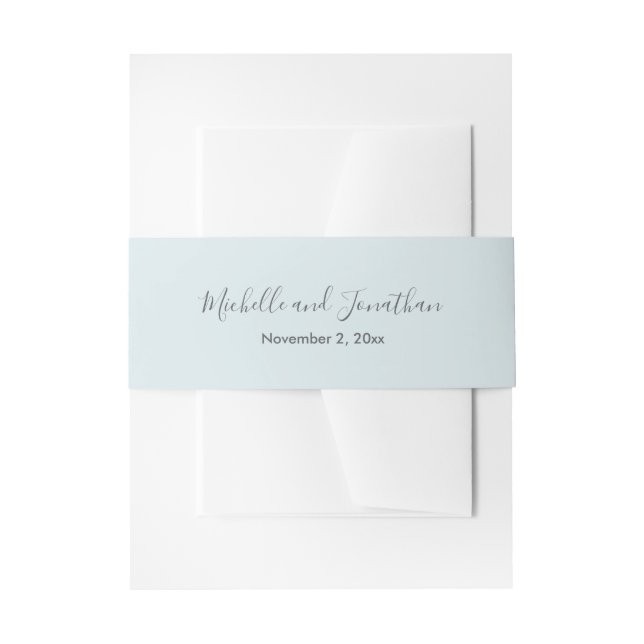 Blue Green Eucalyptus Wedding  Invitation Belly Ba Invitation Belly Band (Front Example)