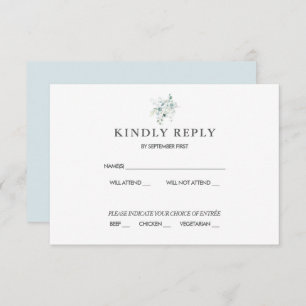 Blue Green Eucalyptus Wedding RSVP Response Invitation