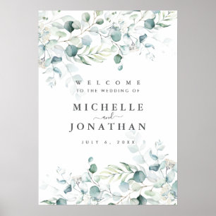Blue Green Eucalyptus Wedding Welcome Sign
