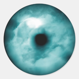 Blue Green eye cloud graphic aqua Classic Round Sticker
