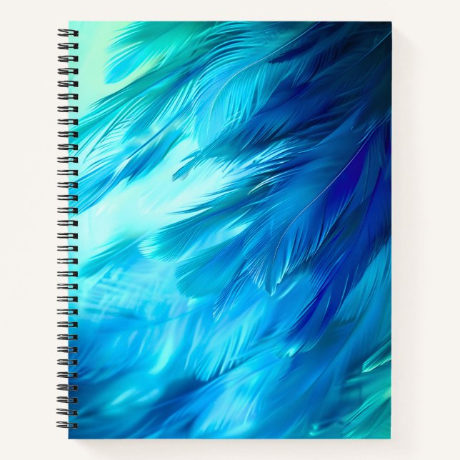 Blue Green Feather Abstract Notebook (Front)