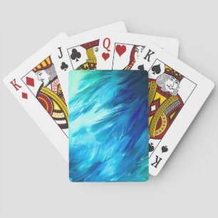 Blue Green Feather Abstract Playing Cards
